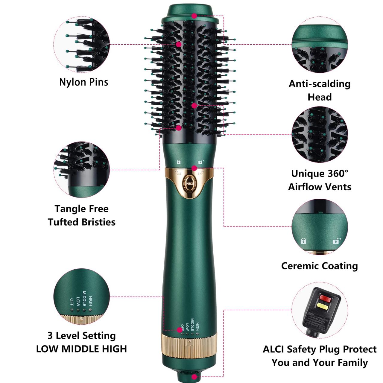 Amazon.com : Hot-Air Blow Hair Dryer Brush - Set for One Step Drying ...
