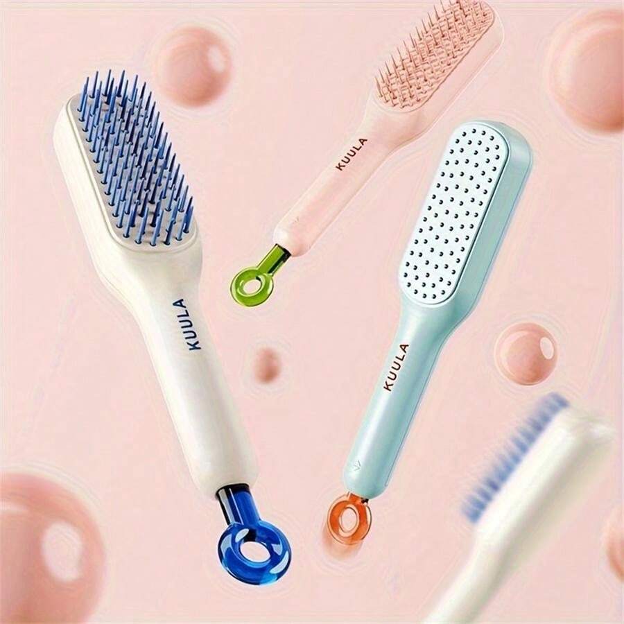 1pc Self-Cleaning Anti-Static Hair Brush With Scalable Rotating Lifting ... 1pc Self-Cleaning Anti-Static Hair Brush With Scalable Rotating Lifting ...