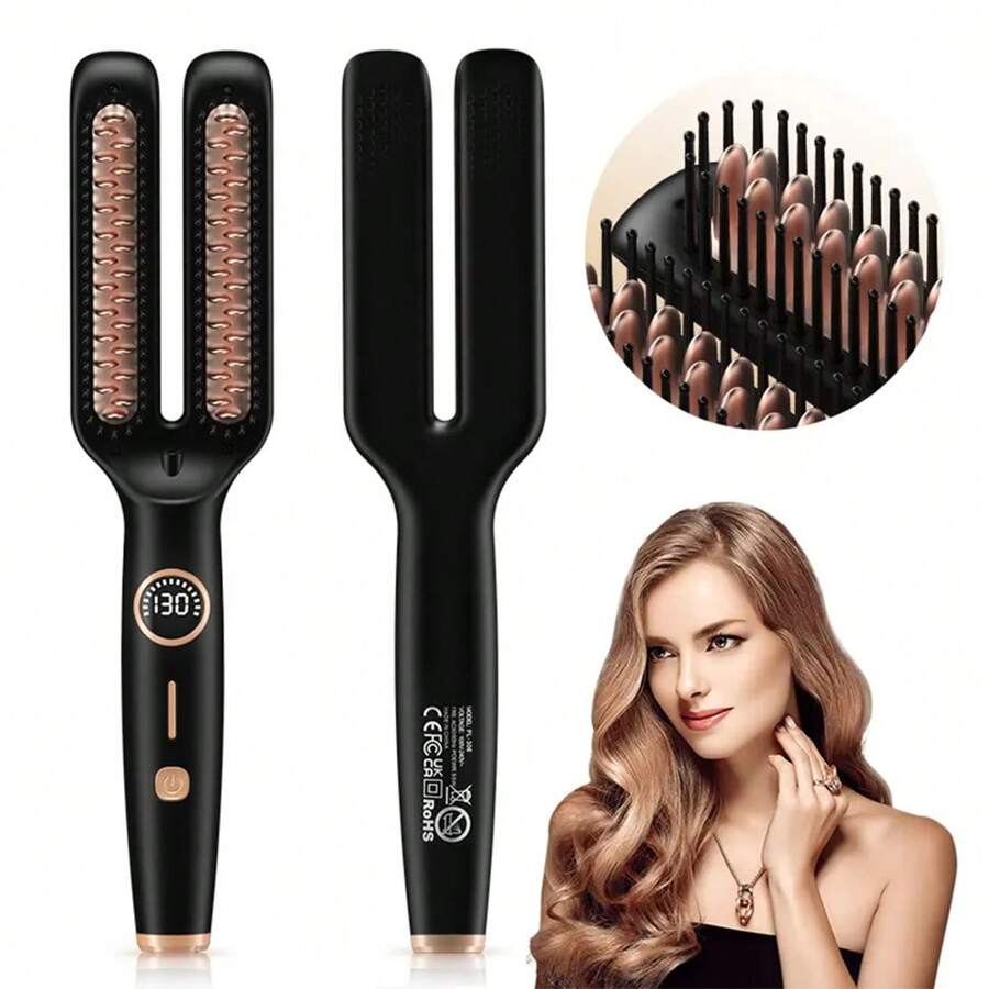 Straightening Brush One-Step Heated Straightener Flat Iron For Smooth ...