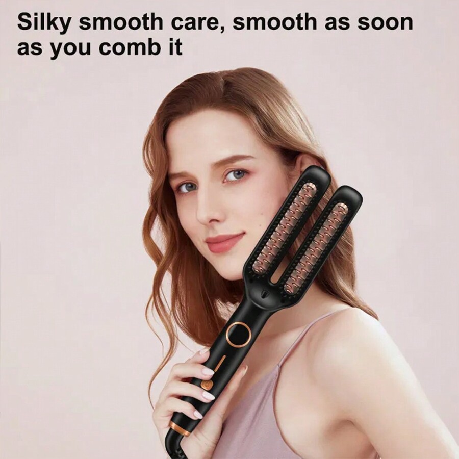 Straightening Brush One-Step Heated Straightener Flat Iron For Smooth ...